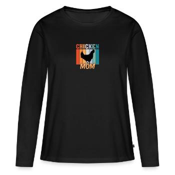 Hühnermama - Frauen Premium Bio Langarmshirt - Schwarz - Vorne - Julia (174cm)