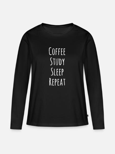 Student Schüler Geschenk Geschenkidee Kaffee - Frauen Premium Bio Langarmshirt - Schwarz