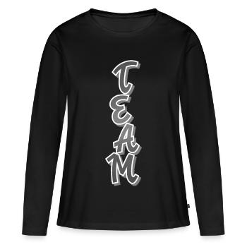 Équipe - T-shirt manches longues Premium bio Femme - noir - Devant - Julia (174cm)