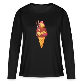 Crème glacée, crème glacée, crème glacée, crème glacée, boule, crème glacée, sundae - T-shirt manches longues Premium bio Femme - noir - Devant - Julia (174cm)