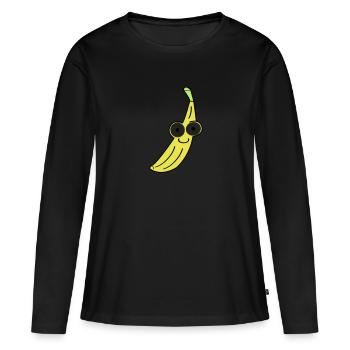 banane - T-shirt manches longues Premium bio Femme - noir - Devant - Julia (174cm)