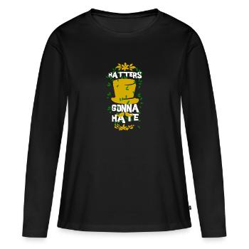 HATTERS GONNA HATE humor gift - Women's Premium Organic Long Sleeve Shirt - black - Front - Julia (174cm)