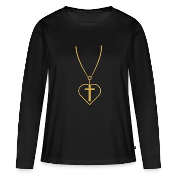 Jésus-Christ Dieu Dieu - T-shirt manches longues Premium bio Femme - noir - Devant - Julia (174cm)
