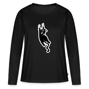 Chat qui gratte - T-shirt manches longues Premium bio Femme - noir - Devant - Julia (174cm)