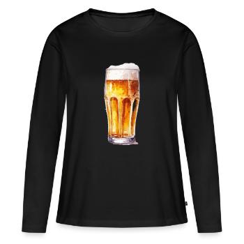 bière - T-shirt manches longues Premium bio Femme - noir - Devant - Julia (174cm)