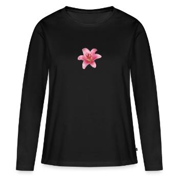 Fleur de lys - lily - T-shirt manches longues Premium bio Femme - noir - Devant - Julia (174cm)