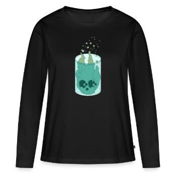 LA FUMÉE - T-shirt manches longues Premium bio Femme - noir - Devant - Julia (174cm)