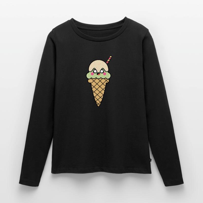 Crème glacée cornet de crème glacée douce Mignon Idée cadeau de crème glacée T-shirt manches longues Premium bio Femme