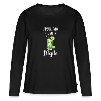 J’peux pas j’ai mojito - T-shirt manches longues Premium bio Femme - noir - Devant - Julia (174cm)