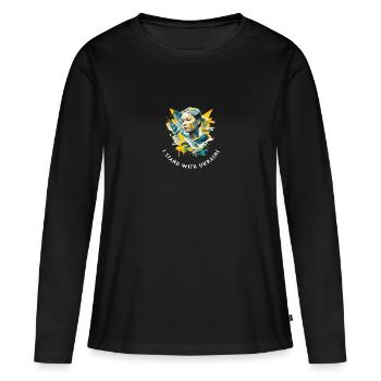 Ukraine - T-shirt manches longues Premium bio Femme - noir - Devant - Julia (174cm)