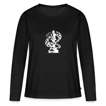 Chess Piece King Checkerboard Tattoo Drawing - Women's Premium Organic Long Sleeve Shirt - black - Front - Julia (174cm)