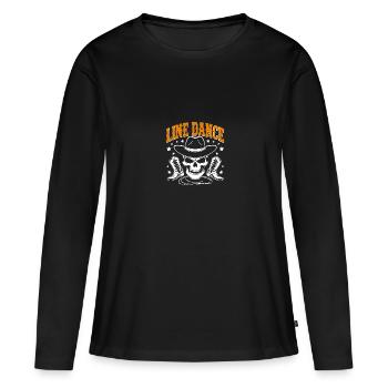Crâne de danse en ligne avec stetson et bottes et lasso - T-shirt manches longues Premium bio Femme - noir - Devant - Julia (174cm)