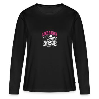 Crâne de danse en ligne avec stetson et bottes et lasso - T-shirt manches longues Premium bio Femme - noir - Devant - Julia (174cm)
