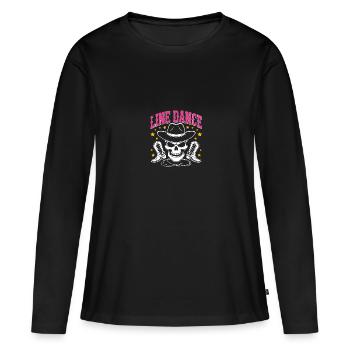 Crâne de danse en ligne avec stetson et bottes et lasso - T-shirt manches longues Premium bio Femme - noir - Devant - Julia (174cm)