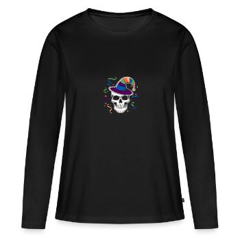 Drôle de carnaval Carnaval Crâne Helau - T-shirt manches longues Premium bio Femme - noir - Devant - Julia (174cm)