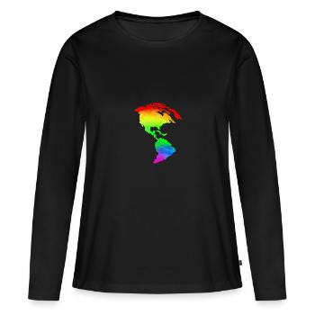 World Map Rainbow Climate Change Earth Warming, Heat - Women's Premium Organic Long Sleeve Shirt - black - Front - Julia (174cm)