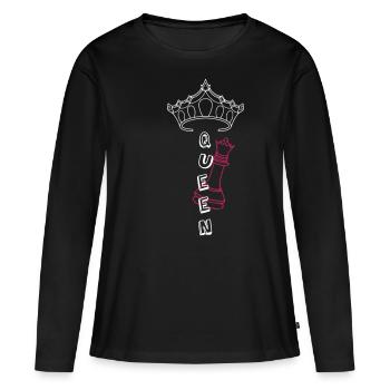 Partenaire de chemise de couple de la reine de la Saint-Valentin look love - T-shirt manches longues Premium bio Femme - noir - Devant - Julia (174cm)
