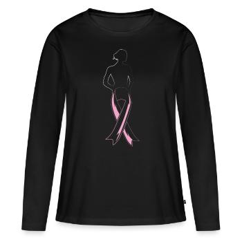 Boucle du cancer du sein - T-shirt manches longues Premium bio Femme - noir - Devant - Julia (174cm)