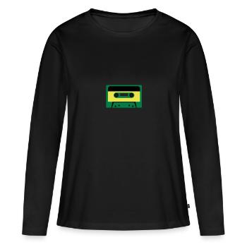 kassette - Frauen Premium Bio Langarmshirt - Schwarz - Vorne - Julia (174cm)