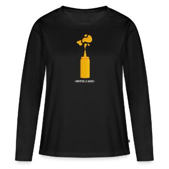 Envoyer la sauce mayo - T-shirt manches longues Premium bio Femme - noir - Devant - Julia (174cm)