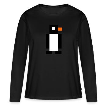 Pingouin pixel - T-shirt manches longues Premium bio Femme - noir - Devant - Julia (174cm)