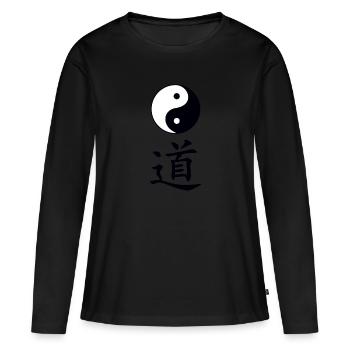 tao dao - T-shirt manches longues Premium bio Femme - noir - Devant - Julia (174cm)
