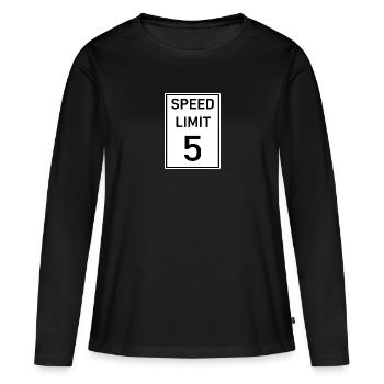 Speed limit 5 - T-shirt manches longues Premium bio Femme - noir - Devant - Julia (174cm)