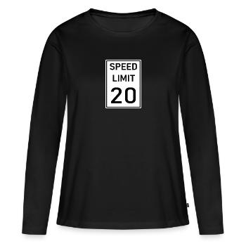 Spped limit - T-shirt manches longues Premium bio Femme - noir - Devant - Julia (174cm)