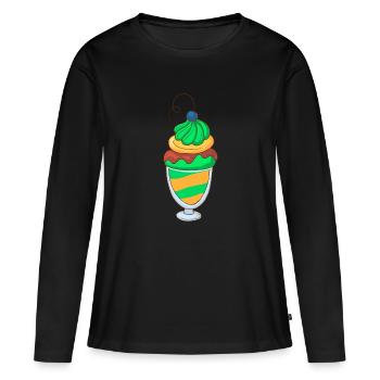 Crème glacée, crème glacée, crème glacée, crème glacée, boule, crème glacée, sundae - T-shirt manches longues Premium bio Femme - noir - Devant - Julia (174cm)
