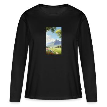 Paysage - T-shirt manches longues Premium bio Femme - noir - Devant - Julia (174cm)