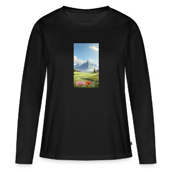 Paysage - T-shirt manches longues Premium bio Femme - noir - Devant - Julia (174cm)