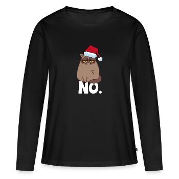 Pull grincheux chat - T-shirt manches longues Premium bio Femme - noir - Devant - Julia (174cm)