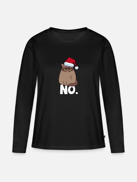 Grumpy Cat Ugly Sweater - Frauen Premium Bio Langarmshirt - Schwarz