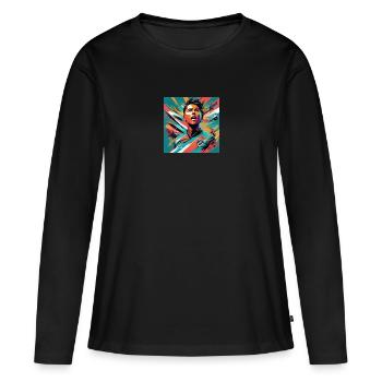L’émotion du football - T-shirt manches longues Premium bio Femme - noir - Devant - Julia (174cm)