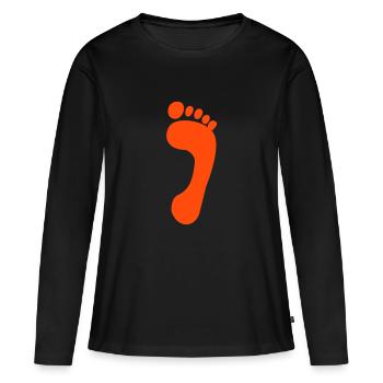 Fuß - Fuss - Fußabdruck - Fussabdruck - Spur - - Frauen Premium Bio Langarmshirt - Schwarz - Vorne - Julia (174cm)