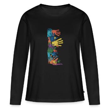 HANDS OF TOUCH - Women's Premium Organic Long Sleeve Shirt - black - Front - Julia (174cm)