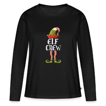 elf crew famille correspondant à Noël - T-shirt manches longues Premium bio Femme - noir - Devant - Julia (174cm)