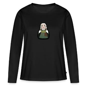 Losstinta - T-shirt manches longues Premium bio Femme - noir - Devant - Julia (174cm)