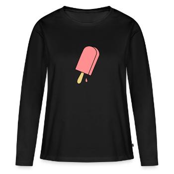 crème glacée - T-shirt manches longues Premium bio Femme - noir - Devant - Julia (174cm)