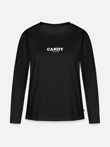 CANDY IS MY THERAPY - Frauen Premium Bio Langarmshirt - Schwarz