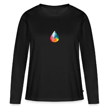 pluie heureuse - T-shirt manches longues Premium bio Femme - noir - Devant - Julia (174cm)
