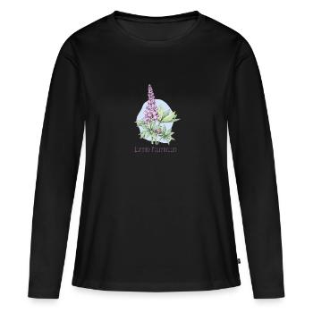 Lupine, permanente botanische Zeichnung - Frauen Premium Bio Langarmshirt - Schwarz - Vorne - Julia (174cm)