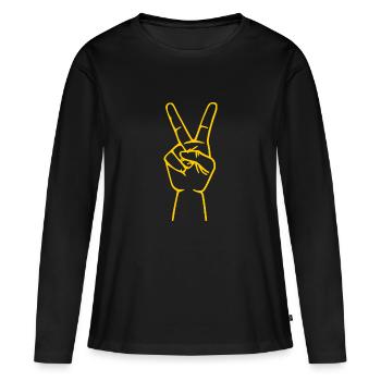 Peace Peace Sign hand - Women's Premium Organic Long Sleeve Shirt - black - Front - Julia (174cm)