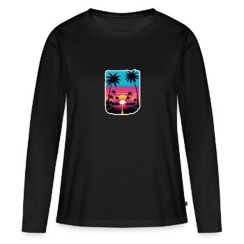 Lonely Road to Miami Sunset Vaporwave 80s - Women's Premium Organic Long Sleeve Shirt - black - Front - Julia (174cm)
