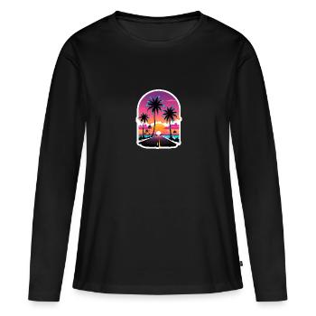Route de la plage conduisant au coucher du soleil. - T-shirt manches longues Premium bio Femme - noir - Devant - Julia (174cm)