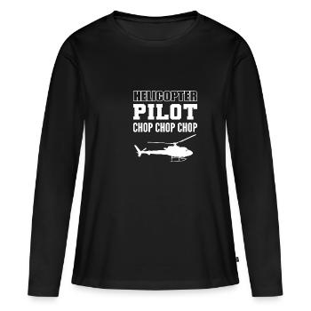 Chop Chop Copilot Cadeau - T-shirt manches longues Premium bio Femme - noir - Devant - Julia (174cm)