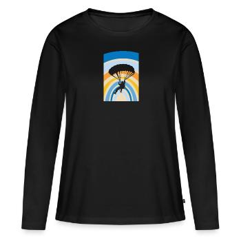 Paragliding Luft Extremsport - Frauen Premium Bio Langarmshirt - Schwarz - Vorne - Julia (174cm)