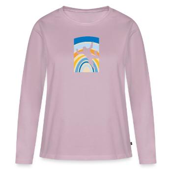 Parachutisme Aviation Chute Libre - T-shirt manches longues Premium bio Femme - rose poudré - Devant - Julia (174cm)