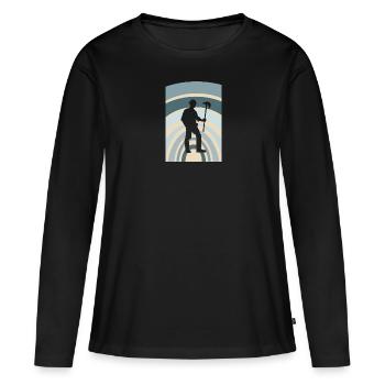 Bergbau Mine Bergmann - Frauen Premium Bio Langarmshirt - Schwarz - Vorne - Julia (174cm)