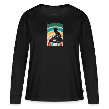 Chef cuisinier - T-shirt manches longues Premium bio Femme - noir - Devant - Julia (174cm)